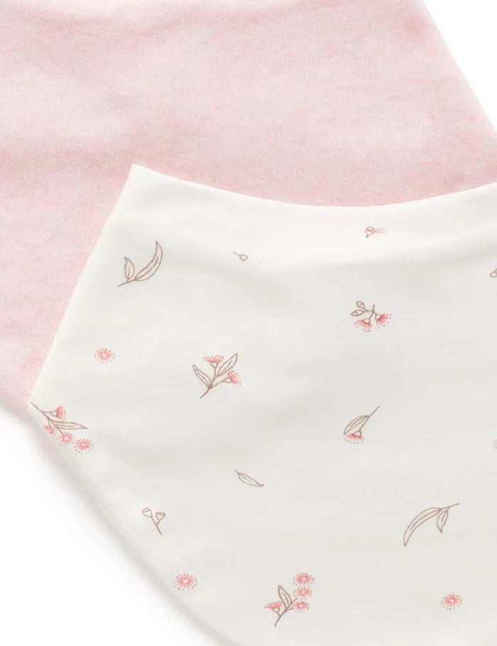 Purebaby - 2 Pack Essential Dribble Bib - Vanilla Blossom