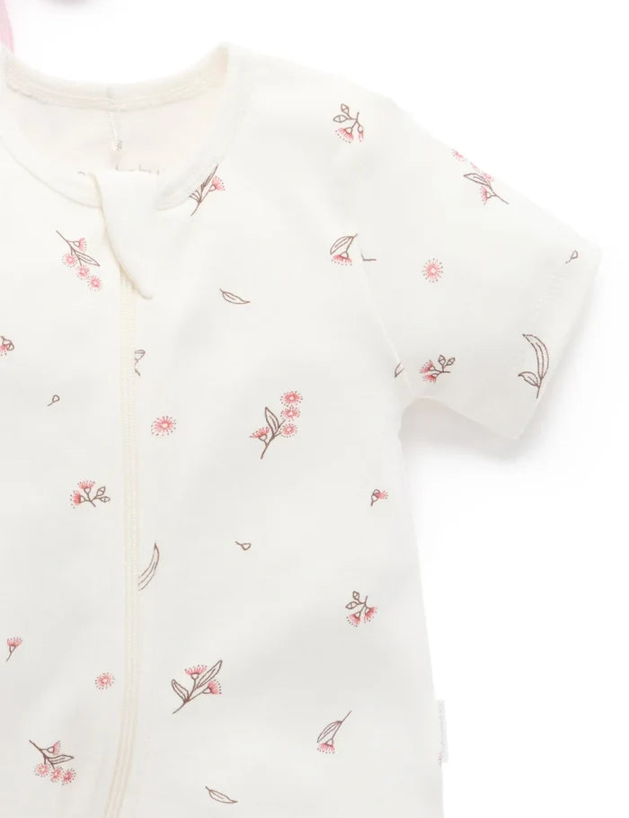 Purebaby - 2 Pack Short Zip Growsuit - Pale Pink Blossom Pack