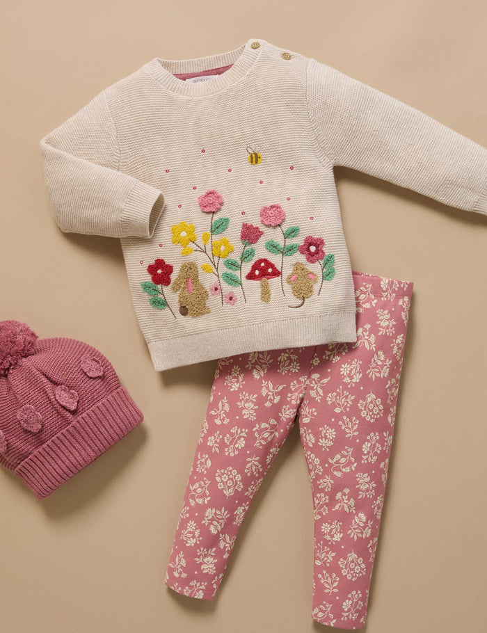 Purebaby - Crochet Flower Beanie - Toadstool Melange