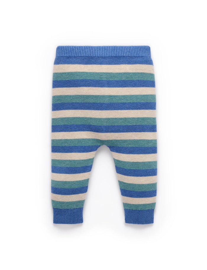 Purebaby - Knitted Leggings - Duck Egg Stripe