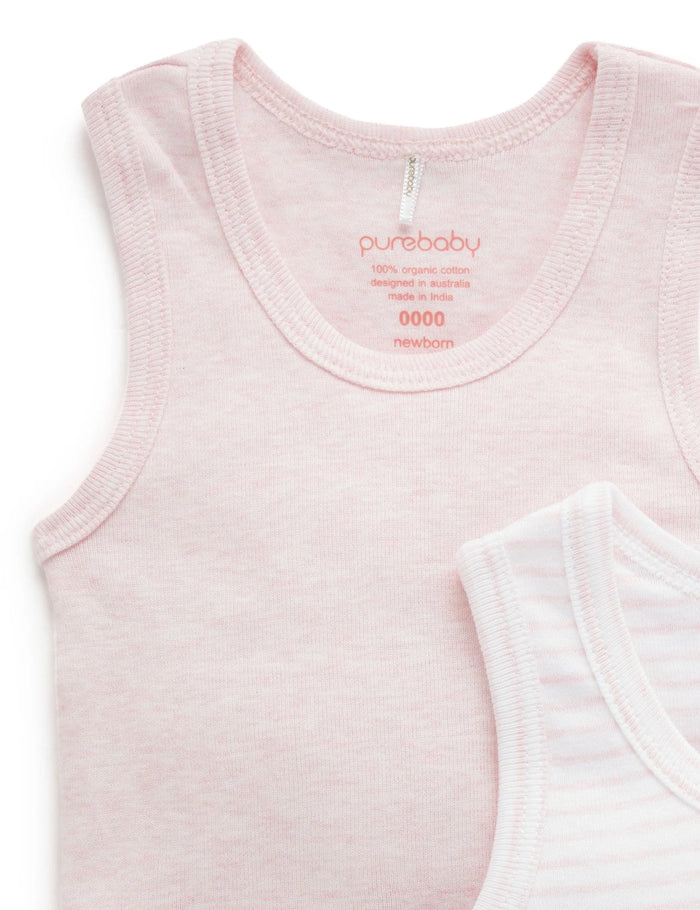 Purebaby - Rib Bodysuit 2 Pack - Pale Pink