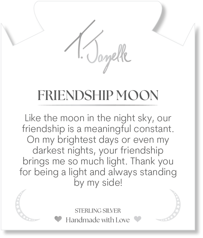 Silver Dipped White Moonstone Gemstone Bracelet with Friendship Moon Sterling Silver Charm